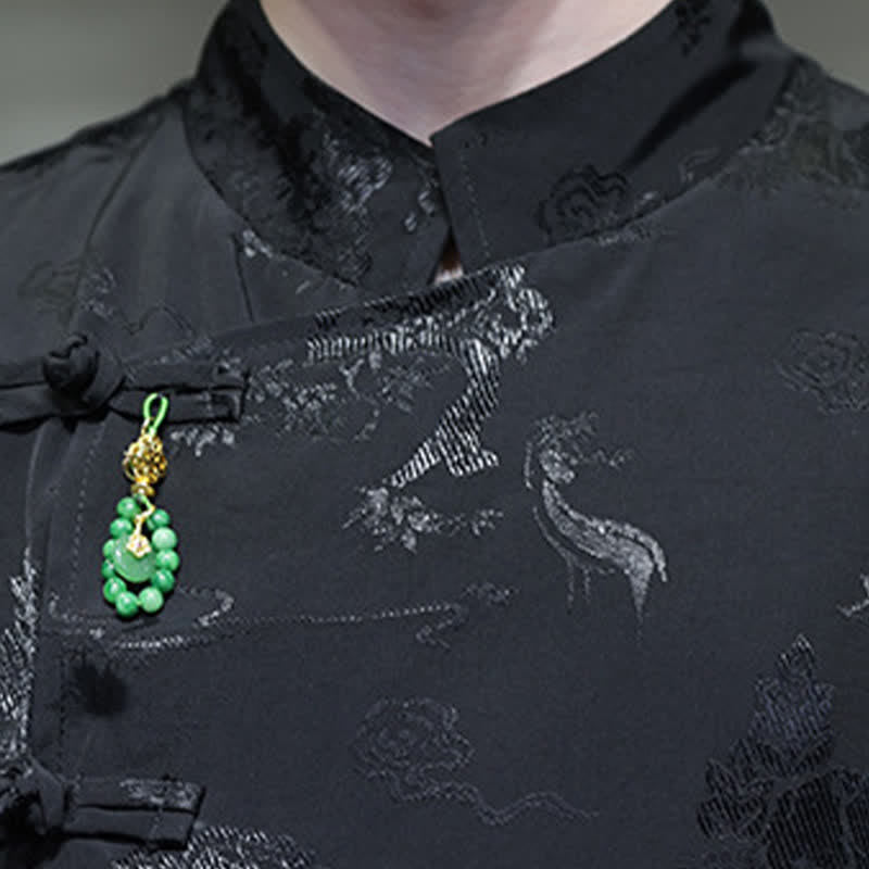 Buddha Stones Camicia da uomo a maniche a tre quarti, elegante, con colletto alla coreana e bottoni a rana, stile Spring Tang. - image 17