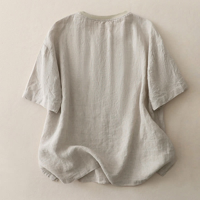 Maglietta da donna a maniche corte in poliestere con scollo rotondo e stampa Buddha Stones. - image 25