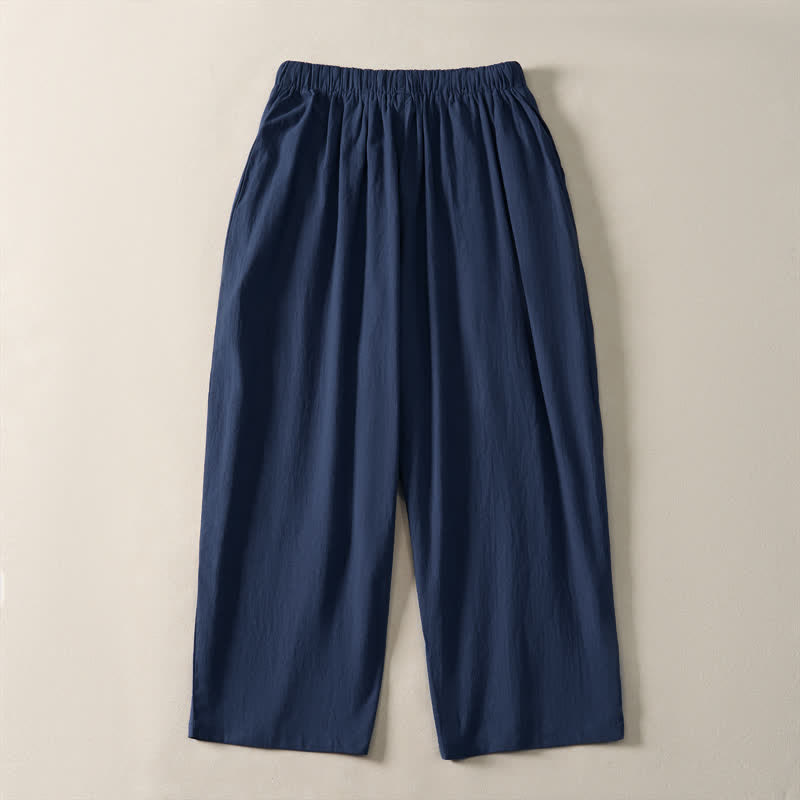 Buddha Stones Pantaloni estivi casual da uomo, modello harem, a tinta unita, corti, con coulisse e tasche. - image 1