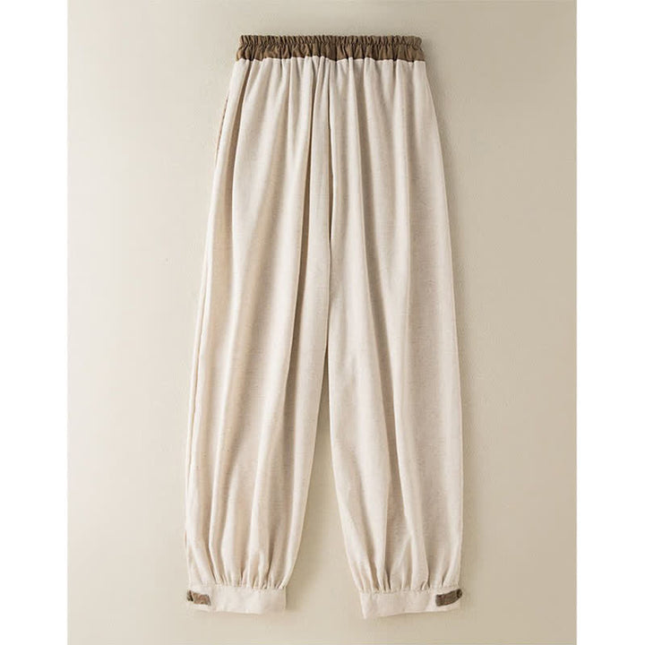 Pantaloni harem da donna in cotone con coulisse e tasche Buddha Stones - image 1