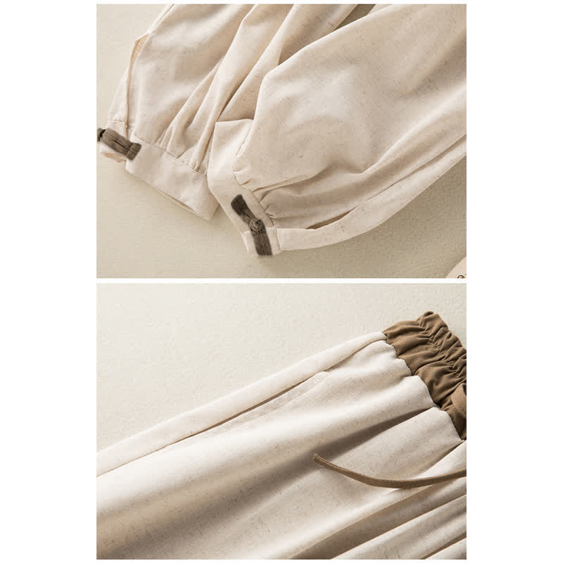 Pantaloni harem da donna in cotone con coulisse e tasche Buddha Stones - image 2