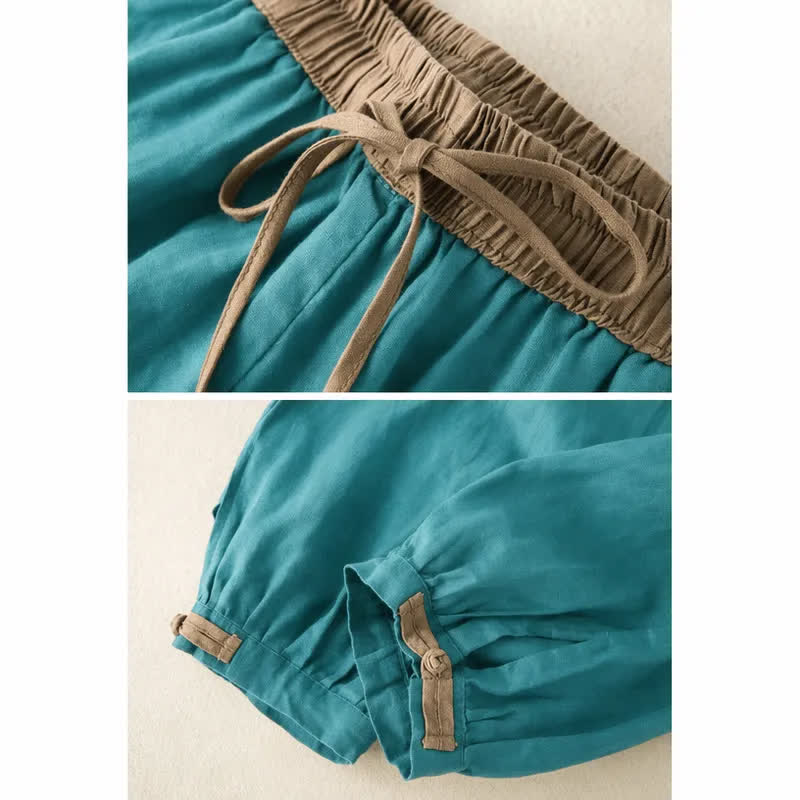 Pantaloni harem da donna in cotone con coulisse e tasche Buddha Stones - image 11