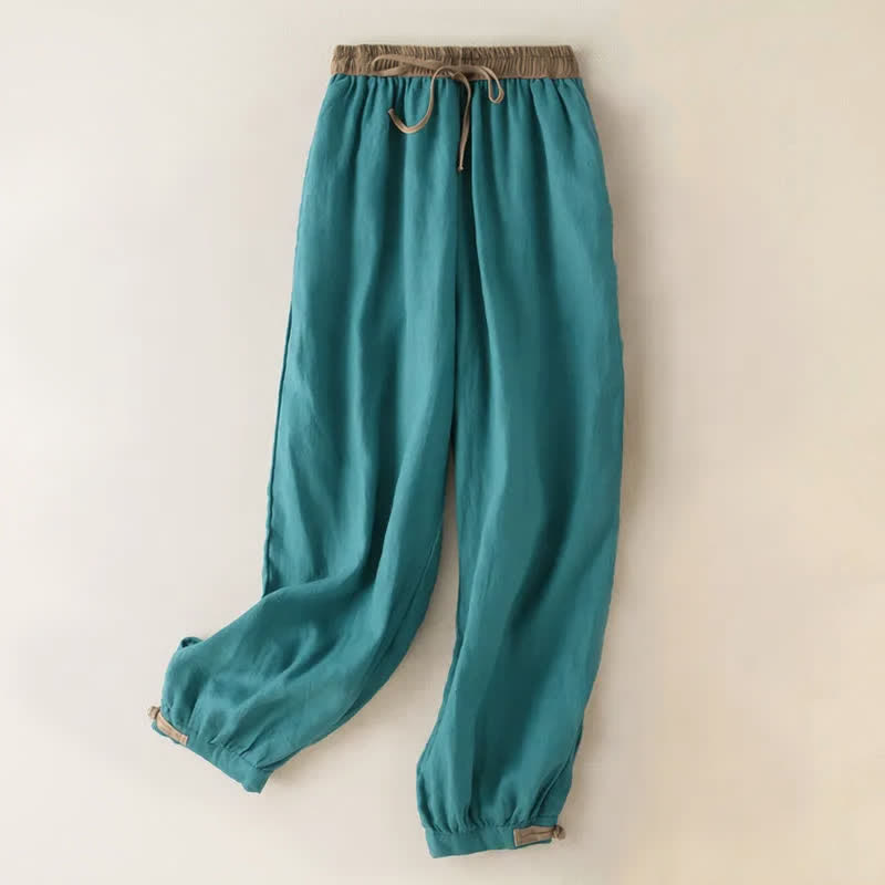 Pantaloni harem da donna in cotone con coulisse e tasche Buddha Stones - Turchese medio - US16, UK/AU20, EU48 (3XL) - image 8