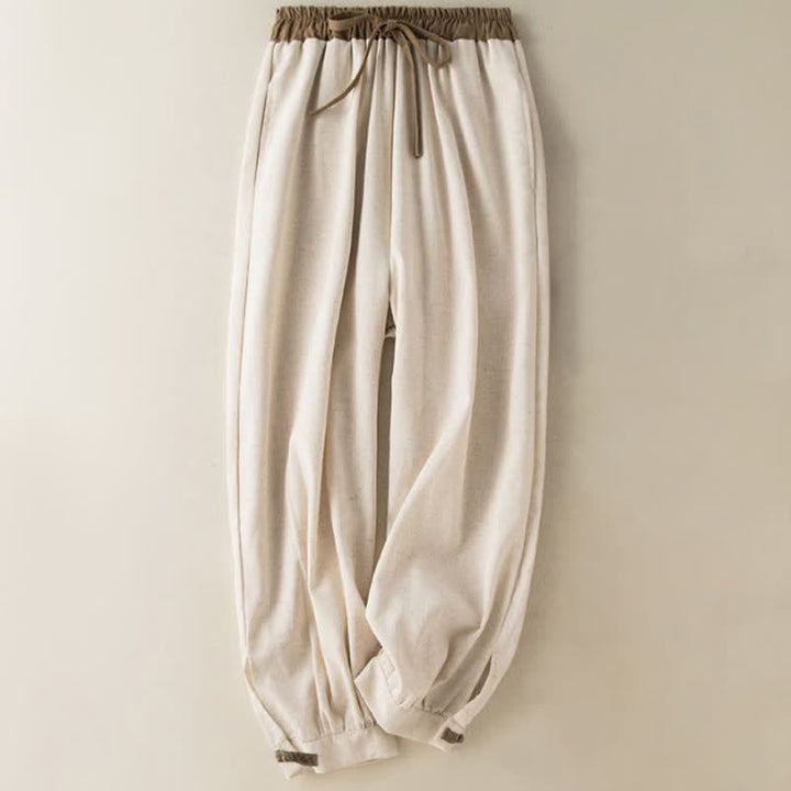 Pantaloni harem da donna in cotone con coulisse e tasche Buddha Stones - Beige - US16, UK/AU20, EU48 (3XL) - image 0