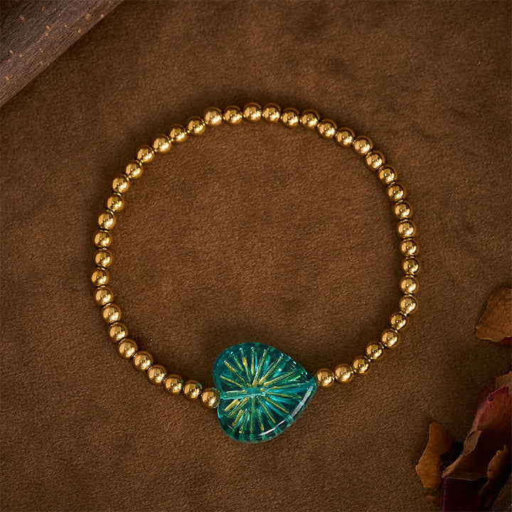 Buddha Stones Bracciale rigido Liuli in acciaio al titanio con perline a forma di cuore e scritta "Strength" - Blu - image 11