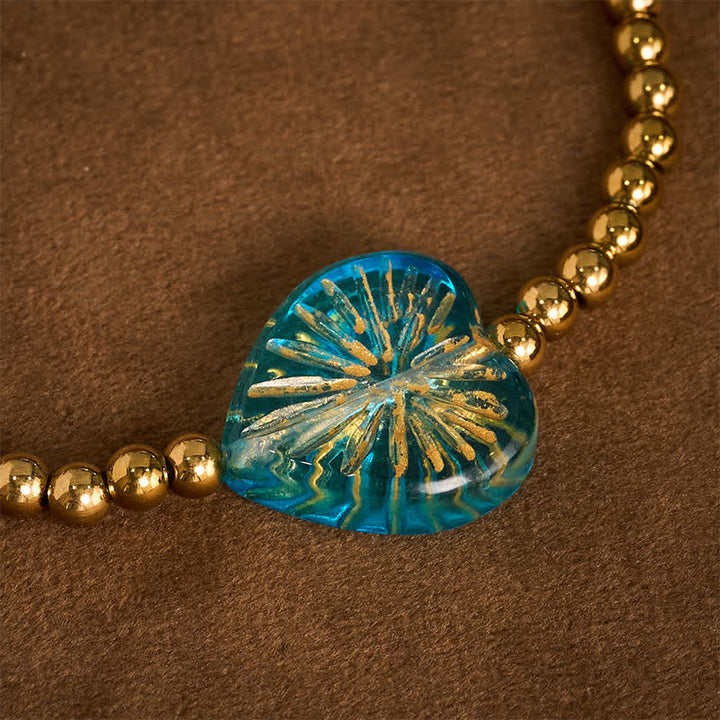 Buddha Stones Bracciale rigido Liuli in acciaio al titanio con perline a forma di cuore e scritta "Strength" - image 15