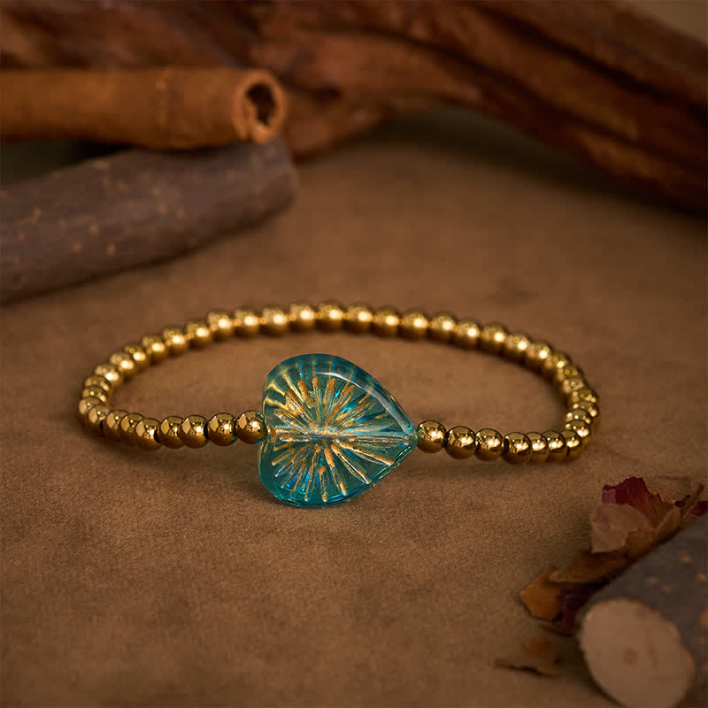 Buddha Stones Bracciale rigido Liuli in acciaio al titanio con perline a forma di cuore e scritta "Strength" - image 12