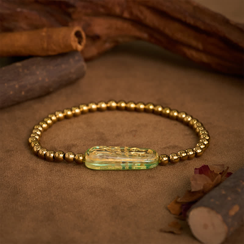 Buddha Stones Bracciale di stimolazione Liuli Om Mani Padme Hum in acciaio al titanio - image 14