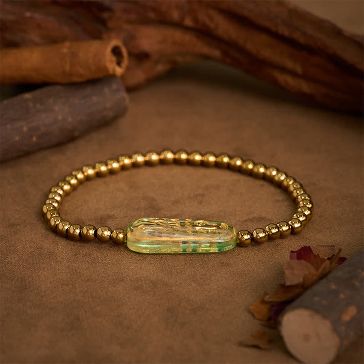 Buddha Stones Bracciale di stimolazione Liuli Om Mani Padme Hum in acciaio al titanio - image 14
