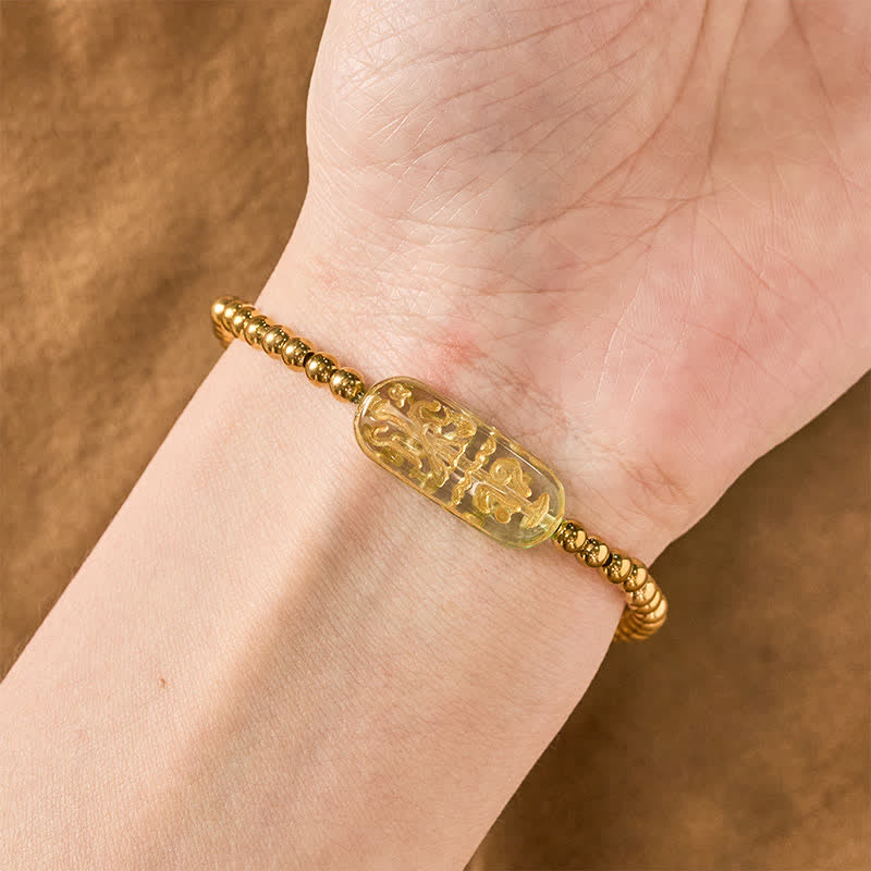 Buddha Stones Bracciale di stimolazione Liuli Om Mani Padme Hum in acciaio al titanio - image 16