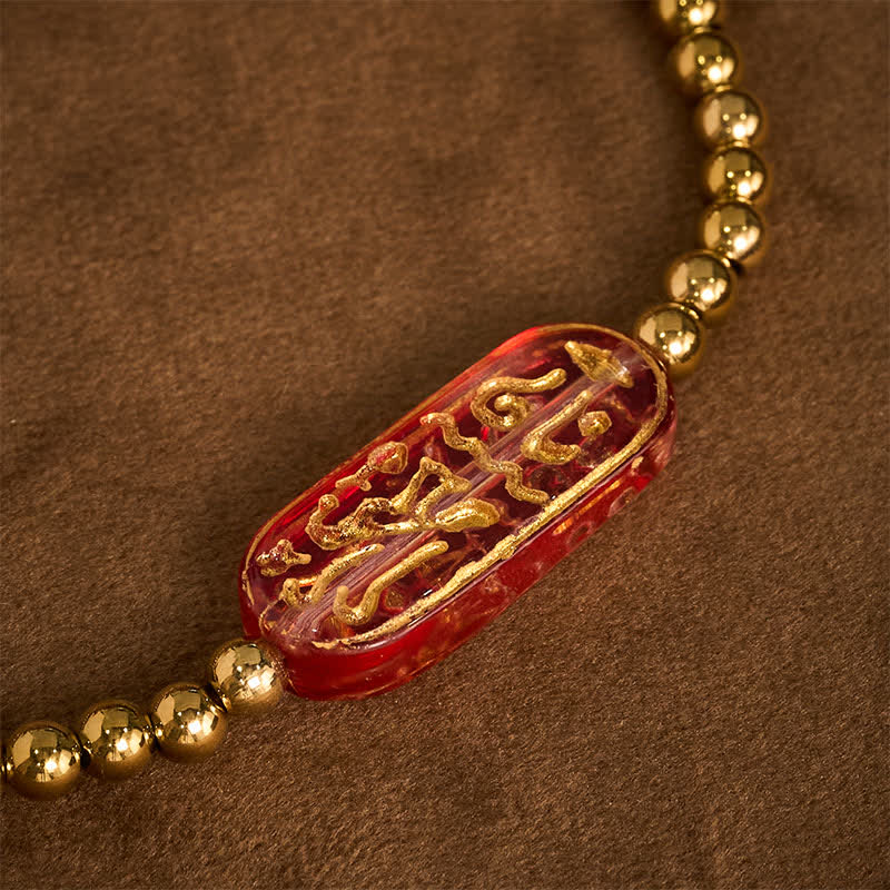 Buddha Stones Bracciale di stimolazione Liuli Om Mani Padme Hum in acciaio al titanio - image 12