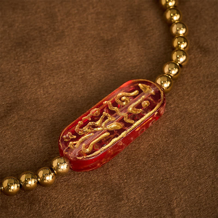 Buddha Stones Bracciale di stimolazione Liuli Om Mani Padme Hum in acciaio al titanio - image 12