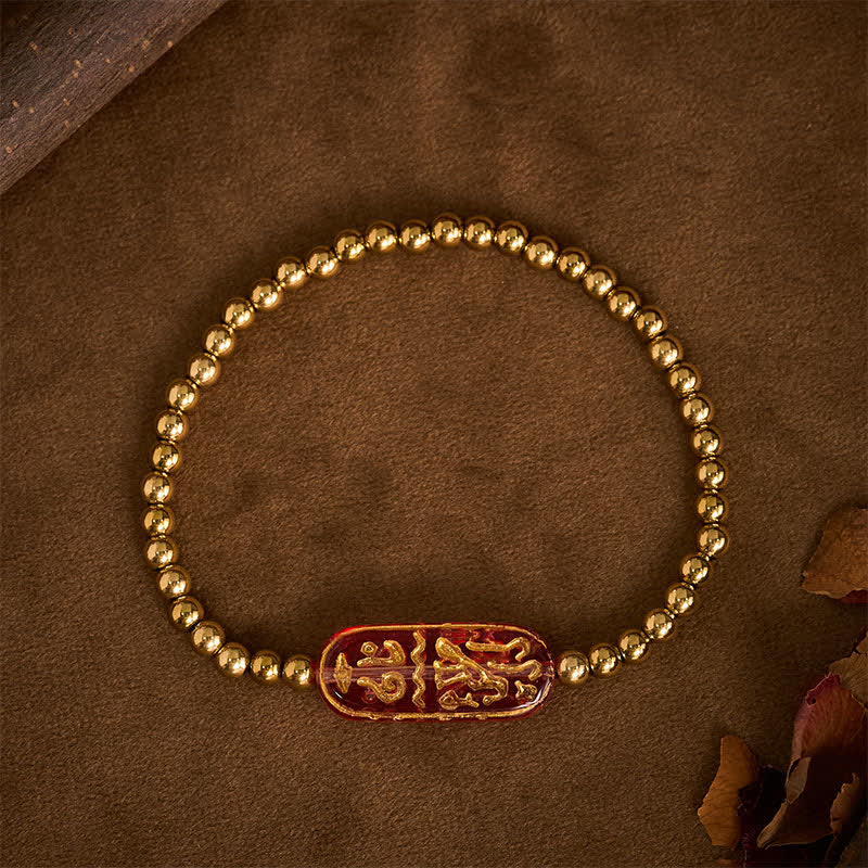 Buddha Stones Bracciale di stimolazione Liuli Om Mani Padme Hum in acciaio al titanio - image 9