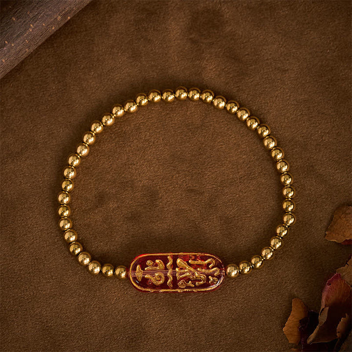 Buddha Stones Bracciale di stimolazione Liuli Om Mani Padme Hum in acciaio al titanio - image 9
