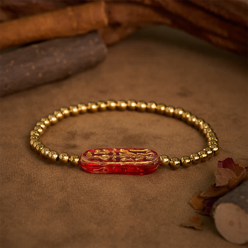 Buddha Stones Bracciale di stimolazione Liuli Om Mani Padme Hum in acciaio al titanio - image 10
