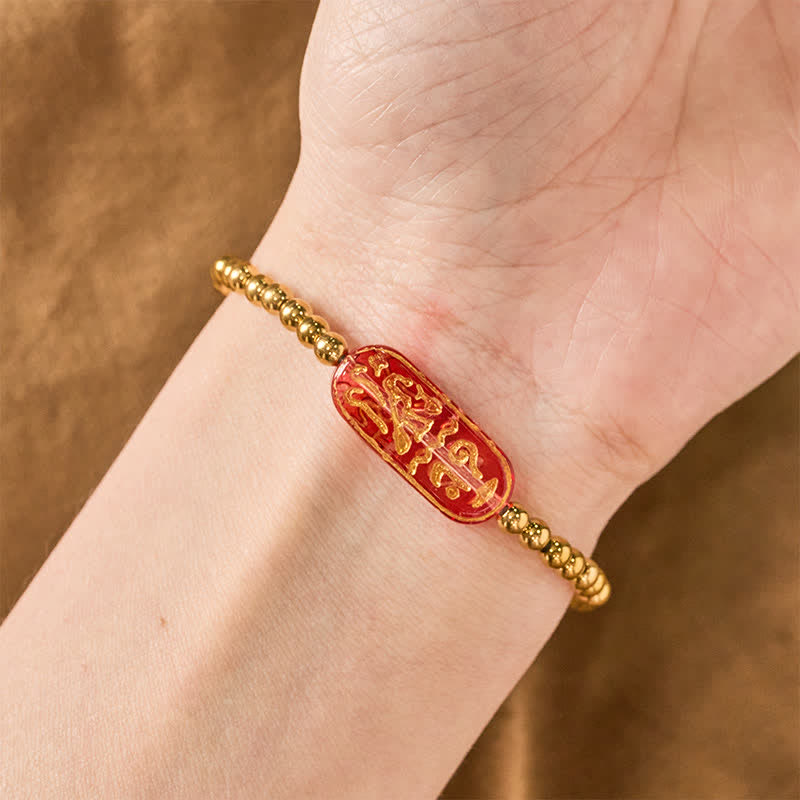 Buddha Stones Bracciale di stimolazione Liuli Om Mani Padme Hum in acciaio al titanio - image 11