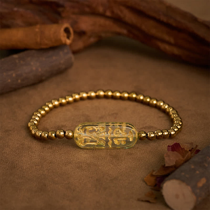 Buddha Stones Bracciale di stimolazione Liuli Om Mani Padme Hum in acciaio al titanio - Verde - image 13