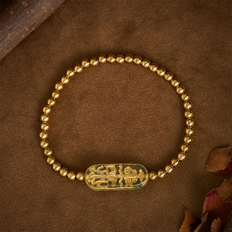 Buddha Stones Bracciale di stimolazione Liuli Om Mani Padme Hum in acciaio al titanio - image 15
