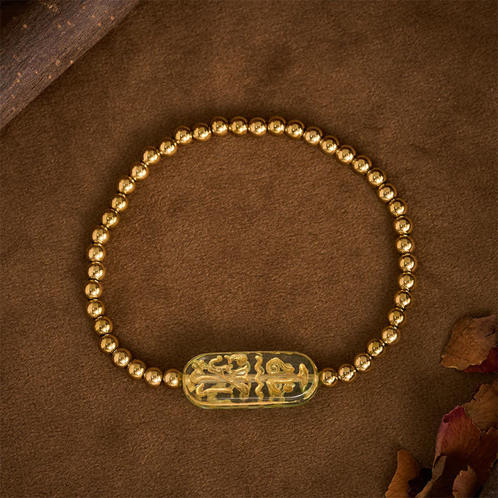 Buddha Stones Bracciale di stimolazione Liuli Om Mani Padme Hum in acciaio al titanio - image 15