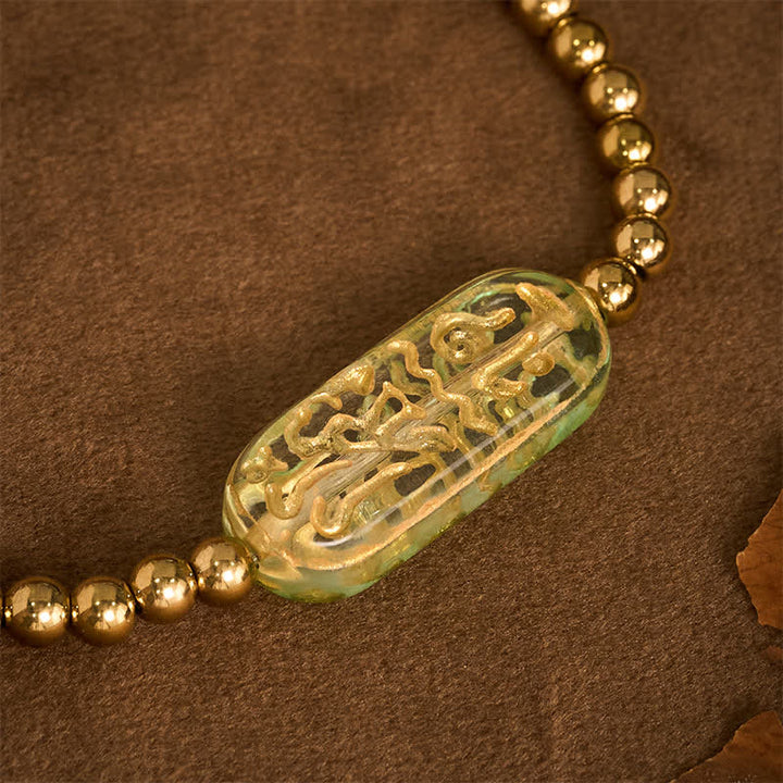Buddha Stones Bracciale di stimolazione Liuli Om Mani Padme Hum in acciaio al titanio - image 17