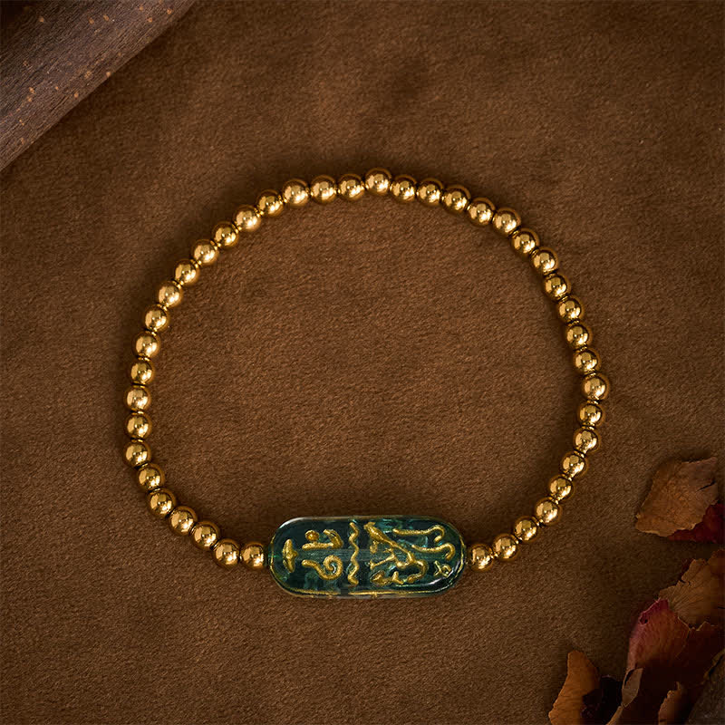 Buddha Stones Bracciale di stimolazione Liuli Om Mani Padme Hum in acciaio al titanio - image 2