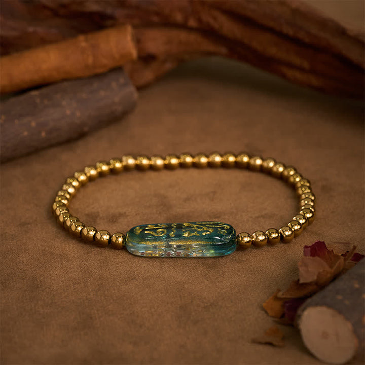 Buddha Stones Bracciale di stimolazione Liuli Om Mani Padme Hum in acciaio al titanio - image 1