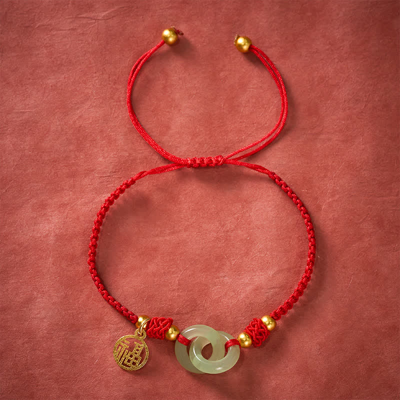 Buddha Stones Braccialetto rosso con cordino portafortuna del personaggio Liuli Fu in rame - image 2