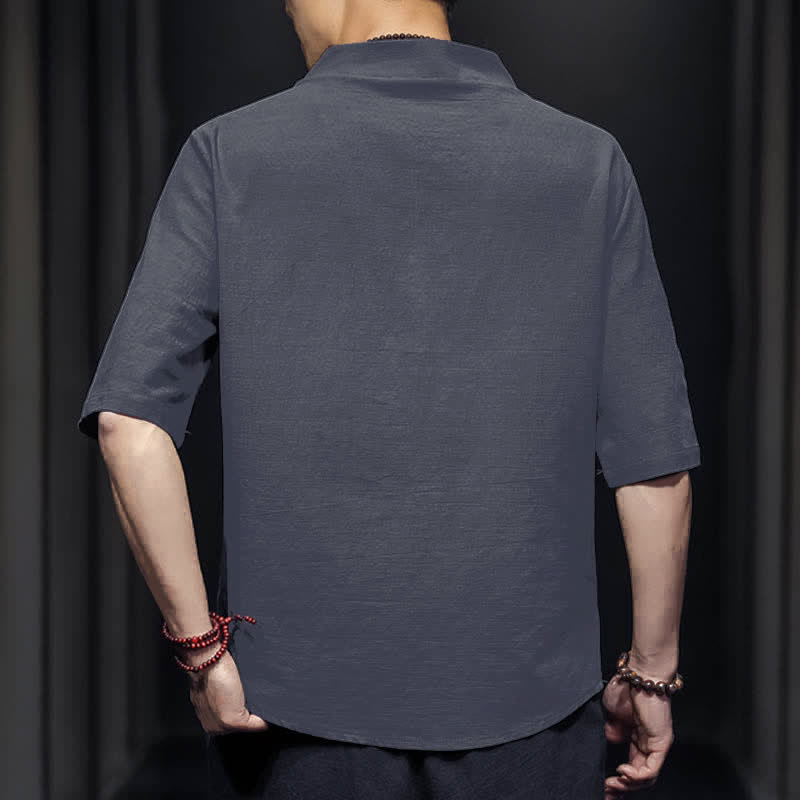 Camicia da uomo a maniche corte estiva casual con motivo Buddha Stones - image 18