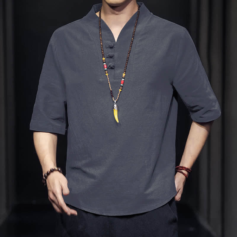 Camicia da uomo a maniche corte estiva casual con motivo Buddha Stones - image 20