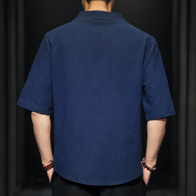 Camicia da uomo a maniche corte estiva casual con motivo Buddha Stones - image 26