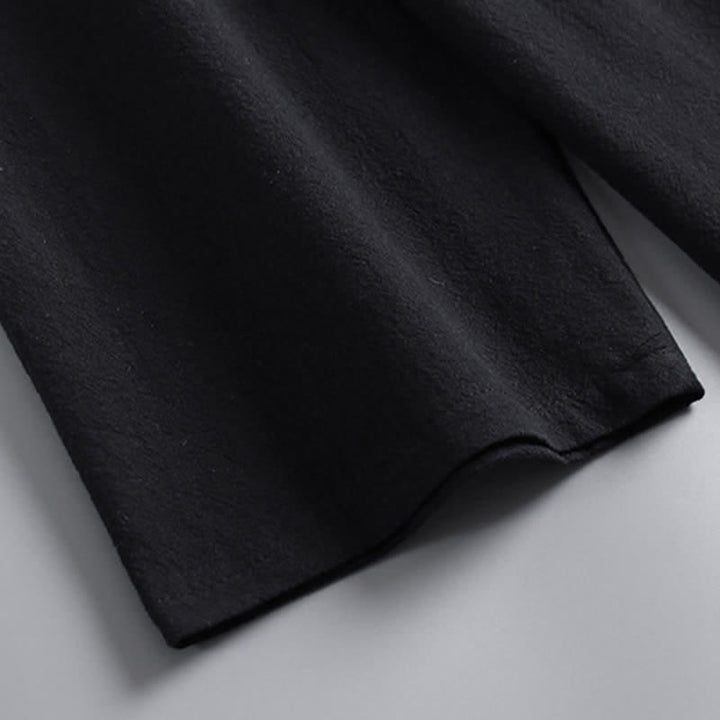Completo Hanfu da uomo con giacca e pantaloni in cotone e lino, colletto incrociato Buddha Stones. - image 9
