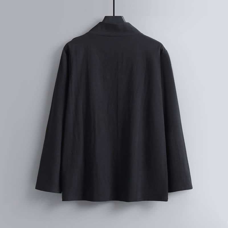 Completo Hanfu da uomo con giacca e pantaloni in cotone e lino, colletto incrociato Buddha Stones. - image 5