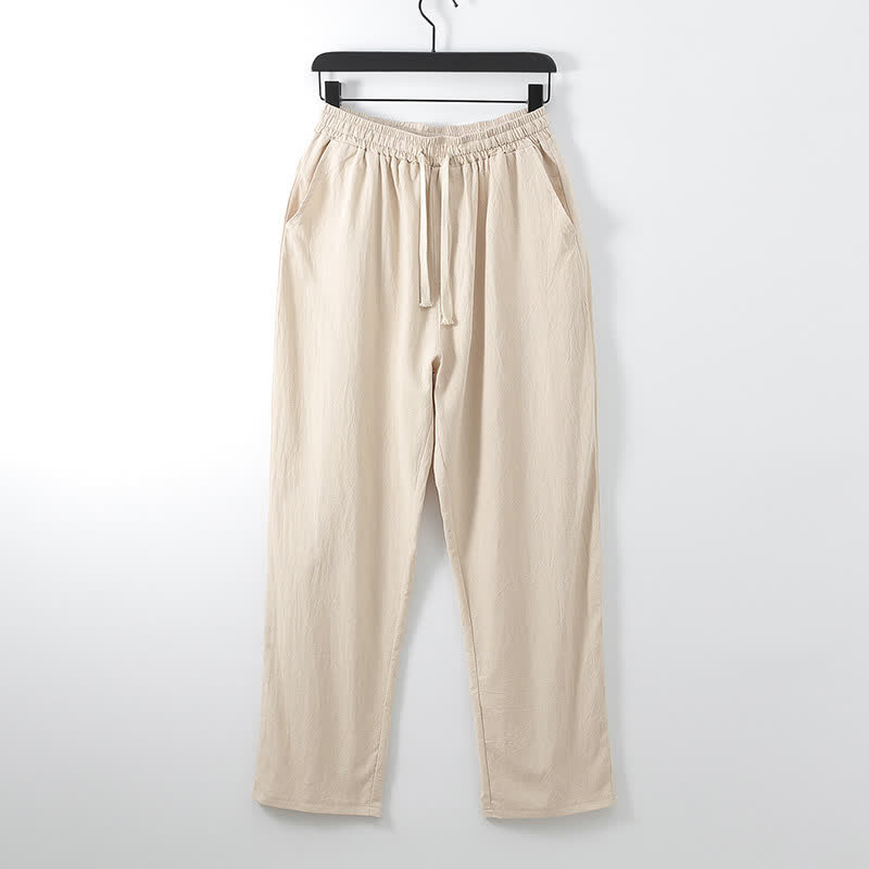 Completo Hanfu da uomo con giacca e pantaloni in cotone e lino, colletto incrociato Buddha Stones. - image 12