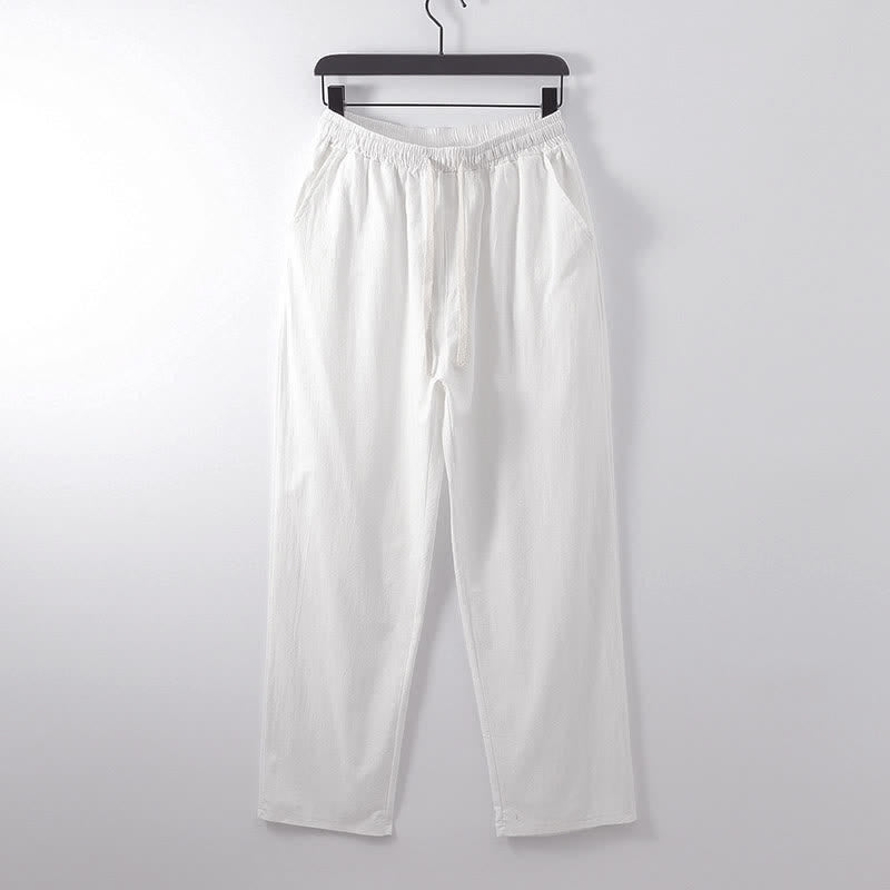Completo Hanfu da uomo con giacca e pantaloni in cotone e lino, colletto incrociato Buddha Stones. - image 15