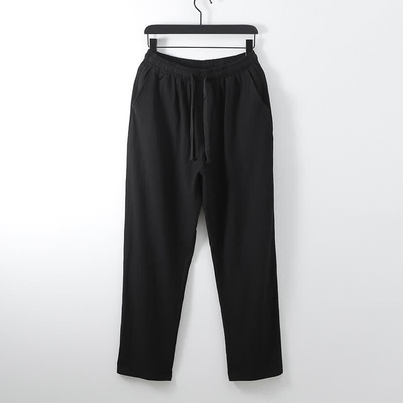 Completo Hanfu da uomo con giacca e pantaloni in cotone e lino, colletto incrociato Buddha Stones. - image 8