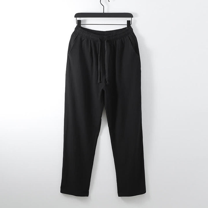 Completo Hanfu da uomo con giacca e pantaloni in cotone e lino, colletto incrociato Buddha Stones. - image 8