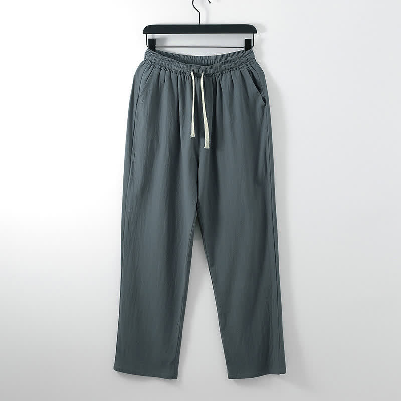 Completo Hanfu da uomo con giacca e pantaloni in cotone e lino, colletto incrociato Buddha Stones. - image 2