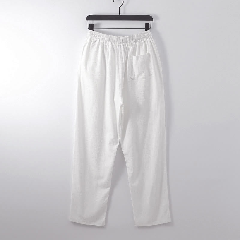 Completo Hanfu da uomo con giacca e pantaloni in cotone e lino, colletto incrociato Buddha Stones. - image 16