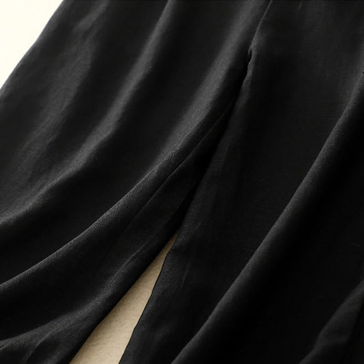 Pantaloni da donna con tasche, tinta unita, bottoni sul davanti e sul retro, con elastico in vita e Buddha Stones. - image 32