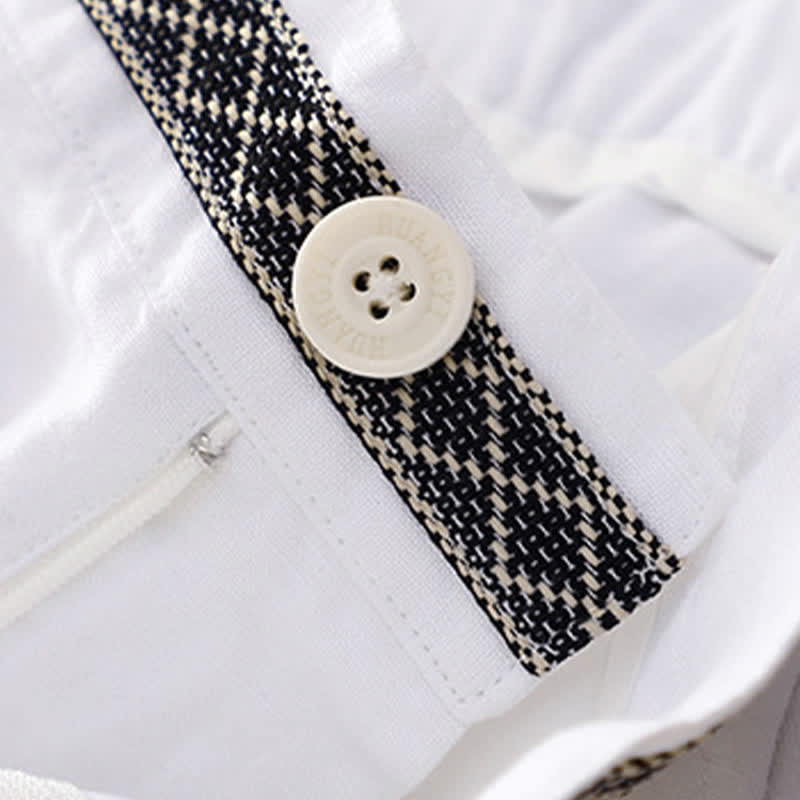 Pantaloni da donna con tasche, tinta unita, bottoni sul davanti e sul retro, con elastico in vita e Buddha Stones. - image 26