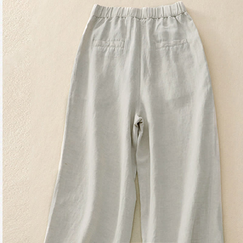 Pantaloni da donna con tasche, tinta unita, bottoni sul davanti e sul retro, con elastico in vita e Buddha Stones. - image 1