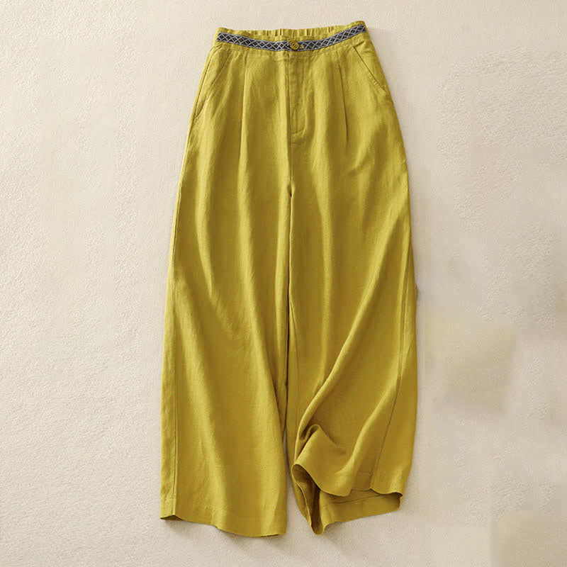 Pantaloni da donna con tasche, tinta unita, bottoni sul davanti e sul retro, con elastico in vita e Buddha Stones. - Verga d'oro - US8-10, UK/AU12-14, EU40-42 (2XL) - image 11