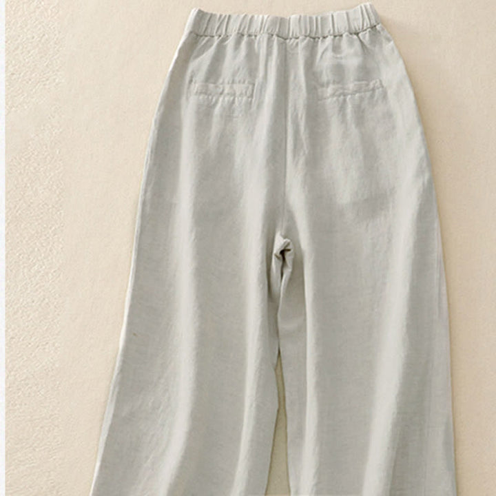 Pantaloni da donna con tasche, tinta unita, bottoni sul davanti e sul retro, con elastico in vita e Buddha Stones. - image 3