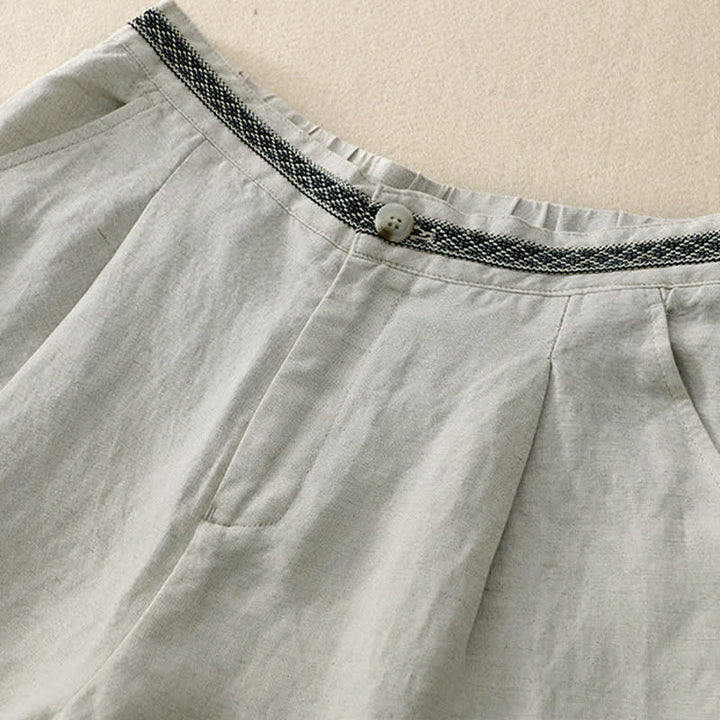 Pantaloni da donna con tasche, tinta unita, bottoni sul davanti e sul retro, con elastico in vita e Buddha Stones. - image 4