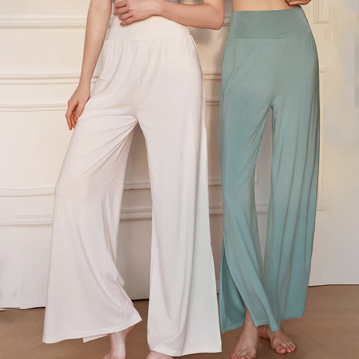 Pantaloni da donna a gamba larga, a vita alta, elasticizzati, con stampa Buddha Stones, modello casual. - image 11