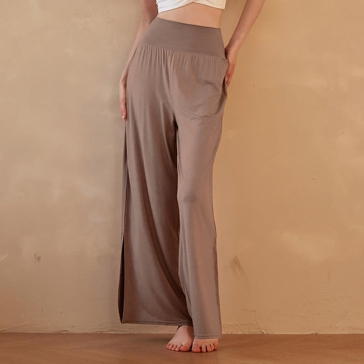 Pantaloni da donna a gamba larga, a vita alta, elasticizzati, con stampa Buddha Stones, modello casual. - Perù - US8-10, UK/AU12-14, EU40-42 (XL) - image 0