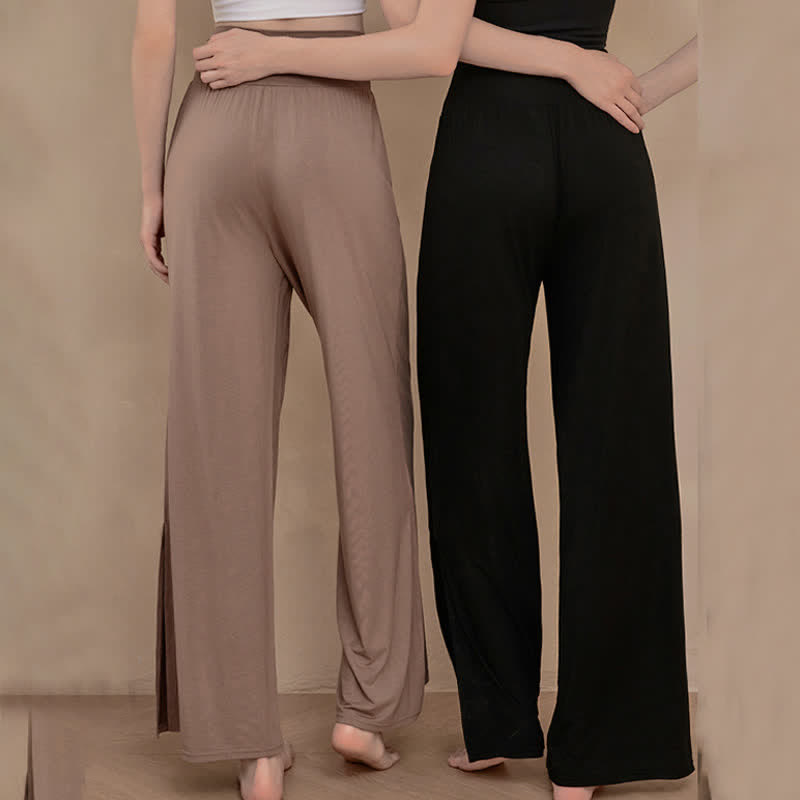 Pantaloni da donna a gamba larga, a vita alta, elasticizzati, con stampa Buddha Stones, modello casual. - image 15