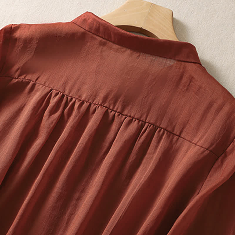 Camicia da donna estiva con bottoni, ricamo floreale e maniche a tre quarti, modello Buddha Stones Summer Plain Button. - image 22