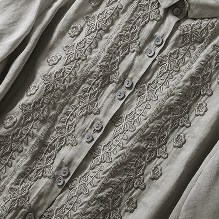 Camicia da donna estiva con bottoni, ricamo floreale e maniche a tre quarti, modello Buddha Stones Summer Plain Button. - image 16