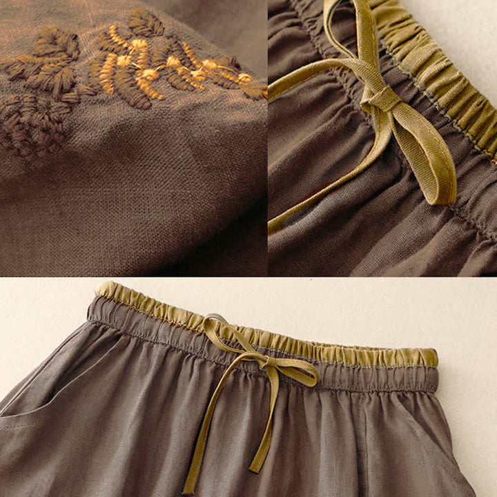 Gonna da donna vintage con coulisse e tasche, ricamata con Buddha Stones. - image 17